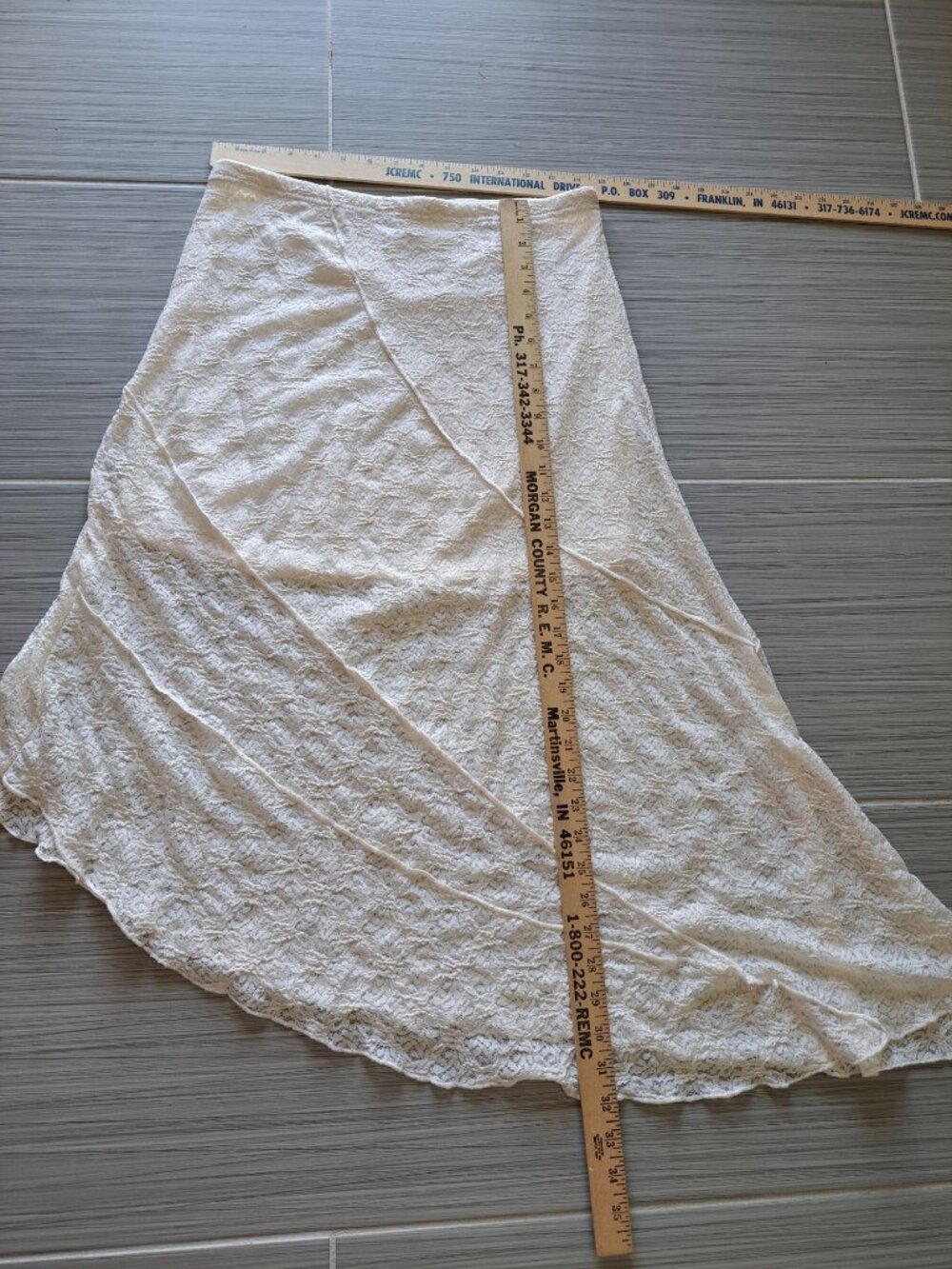 Bohemian Lace Cream Asymmetrical Skirt Lined L Elastic Waist Pull On Festival - Picture 6 of 8
